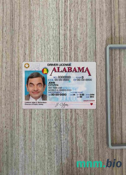 USA Alabama prawo jazdy photolook, wygląd skanu i fotorealistyczny, 2 w 1